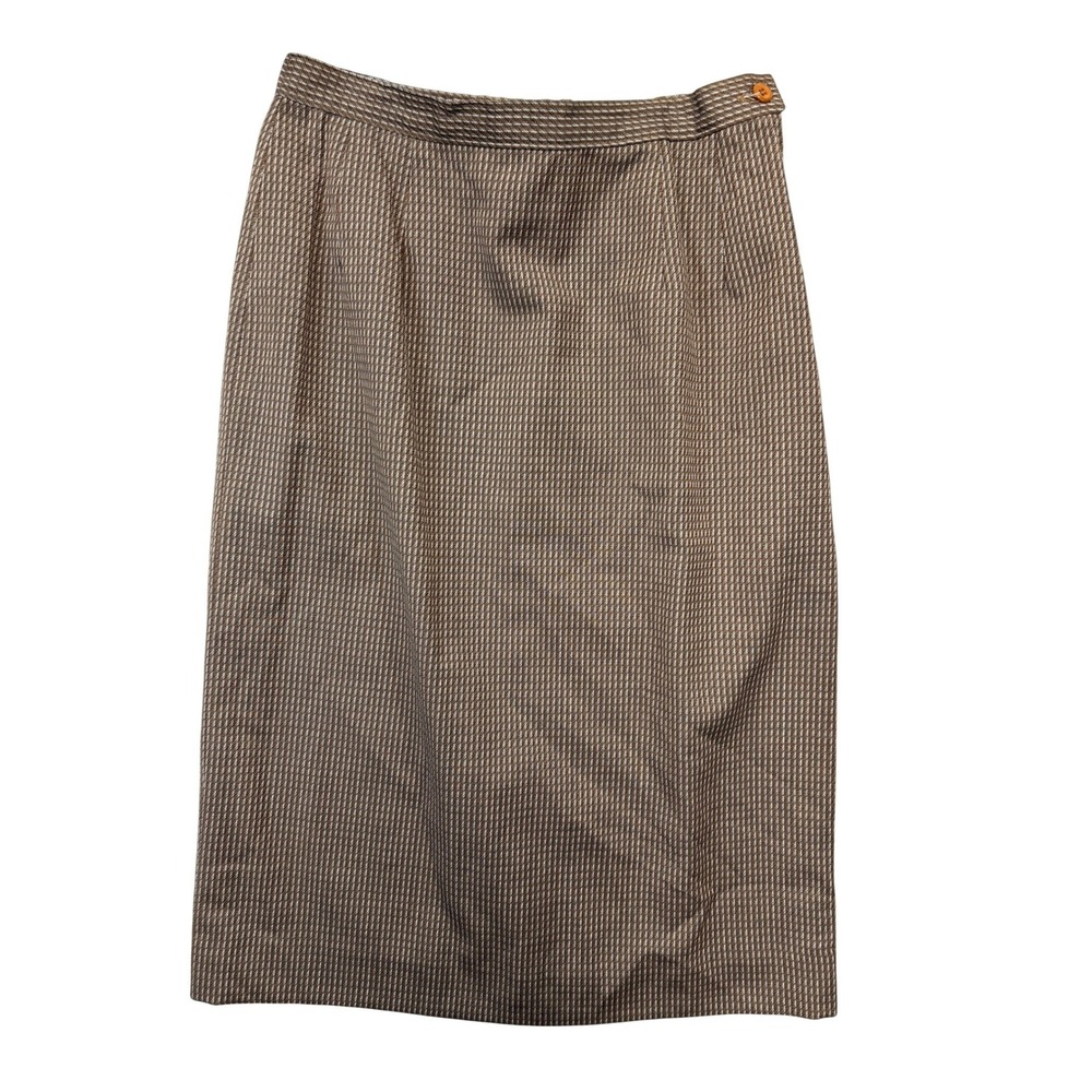 Vtg Pendleton Pencil Skirt Women 12 Brown Virgin Wool USA Midi High Waist Office